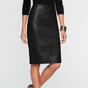 Plus size Talbots black leather (front) skirt 16w